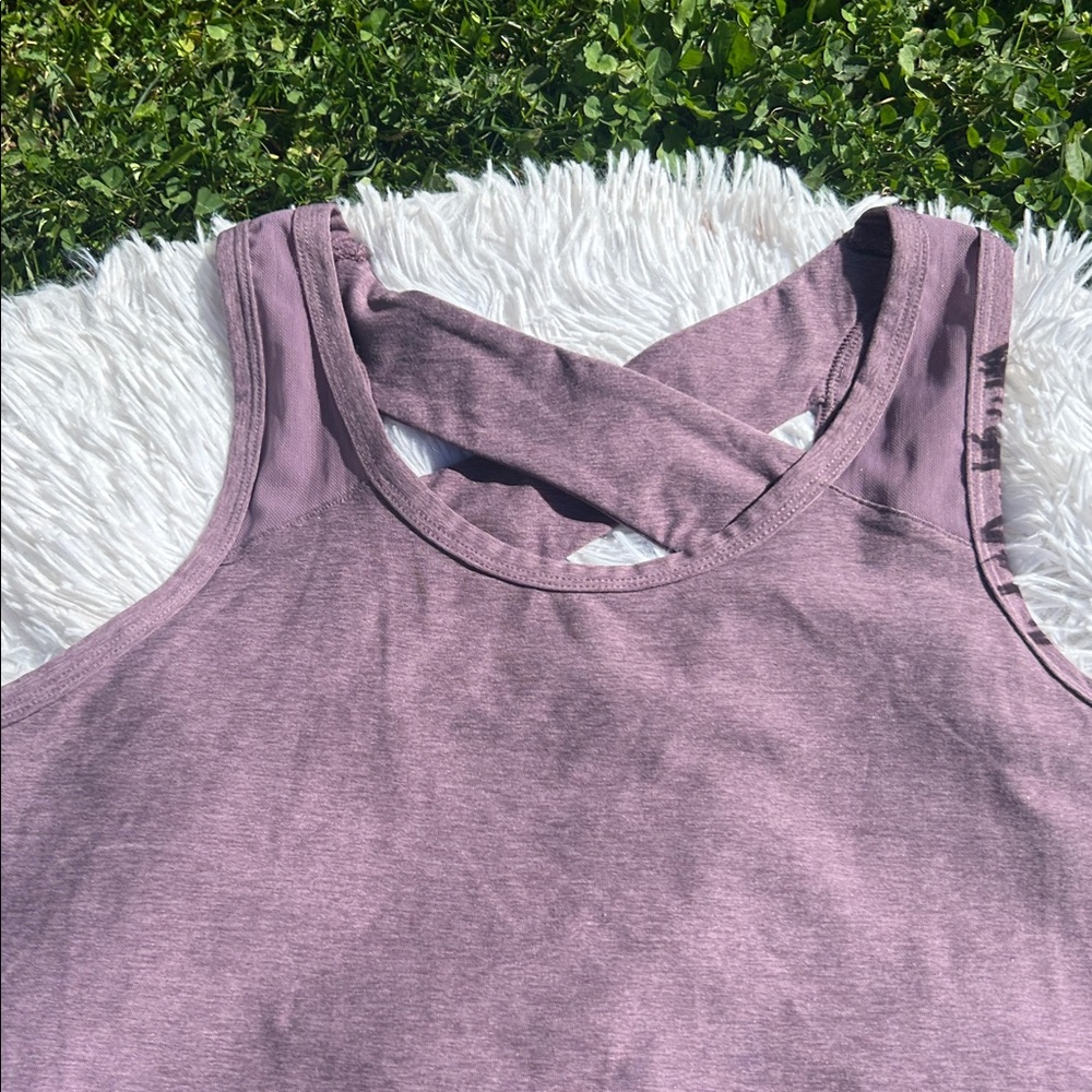 We Wander WeFlex Dark Purple Crossover Cut-Out Tank Top Size Medium - Picture 5 of 16